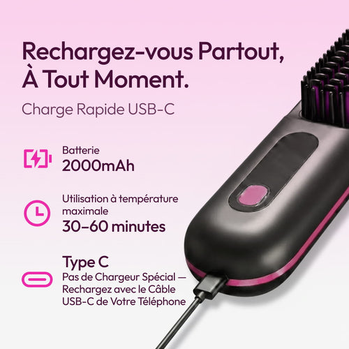 Brosse lissante portable pour cheveux courts