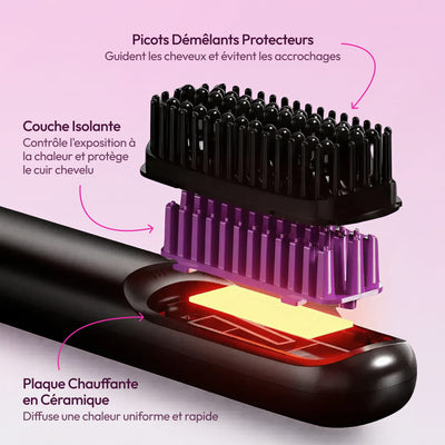 Brosse lissante portable pour cheveux courts